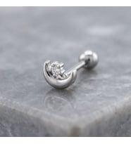 FerizZ 316L Çelik Zirkon Taşlı Ay Yıldız Şekilli Piercing PRC-179