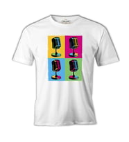 Pop Art Microphones Beyaz Erkek Tshirt