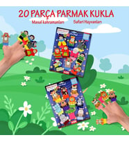 2 Set - 20 Parça Tox Masal Kahramanları ve Safari Hayvanları Parmak Kukla T223 T225
