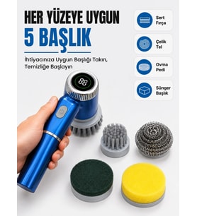 5'i 1 Arada Şarjlı Temizlik Fırçası ile Güçlü ve Pratik Temizlik