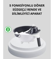 5 Fonksiyonlu Döner Rende Süzgeçli Çok Amaçlı Sebze Doğrayıcı Kaymaz Tabanlı