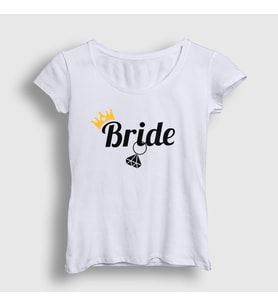 Presmono Kadın Beyaz The Bride Gelin Düğün Evlilik T-Shirt 534379tt (Beyaz)