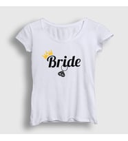 Presmono Kadın Beyaz The Bride Gelin Düğün Evlilik T-Shirt 534379tt (Beyaz)