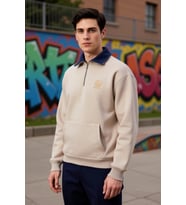 Erkek Fermuarlı Dik Yaka Düşük Kol Nakışlı Sweatshirt Fonksiyonel Dayanıklı Kaliteli Rahat