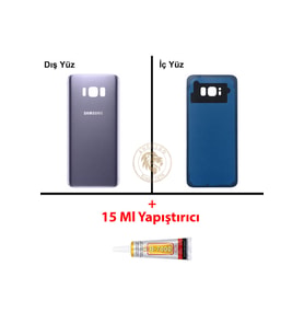 Samsung Galaxy S8 Plus Gri Renk Uyumlu Arka Kapak + B7000 Yapıştırıcı Arka Cam Batarya Kapağı Pil Kapağı Lazer Kesim Back Cover Galaxy S8 Plus Uyumlu