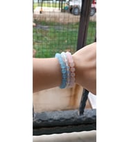 Sertifikalı Akuamarin, Opal Ay Taşı, Pembe Kuvars Bileklik 3 Lü Set