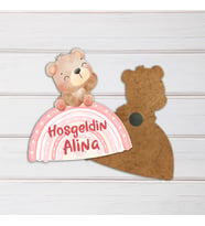 Kişiye Özel Tasarım Ayıcık ve Gökkuşağı Baskılı Bebek Magnet (10 Adet)