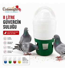 ÜZÜMOĞLU 1 ADET 8 Litre Güvercin Suluğu Büyük Kapasiteli Plastik Güvercin Su Kabı Dayanıklı ve Hijyenik TasarıM