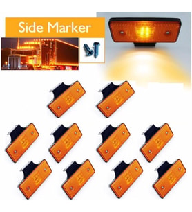 KAMYON TIR DORSE OTOBÜS  YAN MARKER LAMBA (10 ADET ) SARI 12-24 V E ONAY BELGELİ
