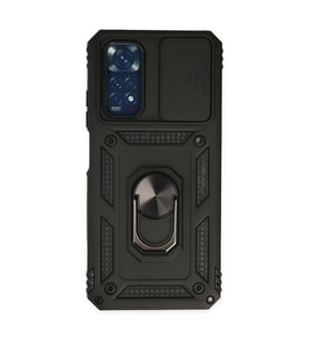Xiaomi Redmi Note 11 Kılıf Pars Lens Yüzüklü Silikon - Siyah