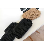 Başak Model Kağıt Clutch,  El Yapımı Astarlı El Çantaları (Siyah)