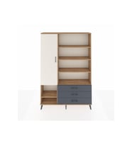 Arges Dolap 9 Raflı 3 Çekmeceli Tek Kapaklı  132x30x195 Çam-Aytaşı/Antrasit