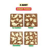 Çocuk Puzzle (Yapboz) Birinci Sınıf Ahşap 4 Parça Eğitici Öğretici Eğlenceli Set