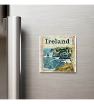 İrlanda Ireland - Posta Pulu Temalı Ülke - Baskılı Buzdolap Magneti Kare - 9x9 cm