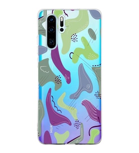 Huawei P30 Pro Uyumlu Kapak Abstrackt Tasarımlı Şeffaf Silikon Kılıf