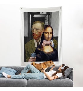 Mona Lisa'yı Rehin Alan Van Gogh Duvar Örtüsü-7761