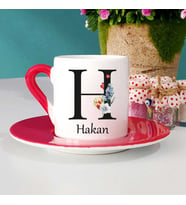 Kişiye Özel İsimli Türk Kahve Fincanı (Kırmızı)