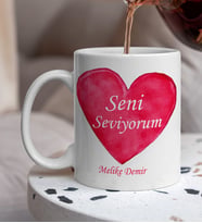 Kişiye Özel Seni Seviyorum Tasarımlı Beyaz Kupaa Bardakk