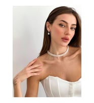 Çift Sıra İnci Choker Kolye Vintage Gelin Düğün Nikah Takısı