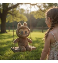 Mini Tavşan Kostümlü Labubu Peluş Oyuncak (Kahverengi)
