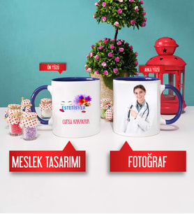 Estetisyen Kupa Bardak Lacivert Fotoğraflı