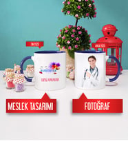 Estetisyen Kupa Bardak Lacivert Fotoğraflı