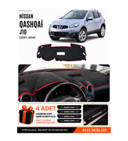 NİSSAN QASHQAI J10 (2007-2014) Uyumlu Torpido Örtüsü Torpido Kılıfı - Siyah Kırmızı