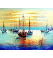 Güzel Bir Günde Yelkenliler  Kasnaklı 40 x 50 cm