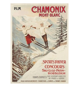 Chamonix - Mont Blanc - Vintage Seyahat Poster Tablo Ahşap Poster Dekoratif