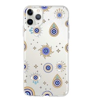 PrintiFy Apple  iPhone 11 Pro Max ile Uyumlu 1mm Slim Fit Nazar Boncuğu 5 Baskılı Şeffaf  Kılıf
