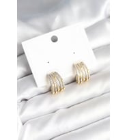Kaburga Model Zirkon Taşlı Pirinç Kadın Küpe - TJ-BKP11310