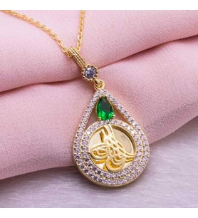 OSMANLI TUĞRA DAMLA  ALTIN KAPLAMA 925 AYAR GÜMÜŞ KOLYE (Karışık)