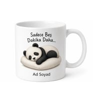 Uyuyan Panda Çizimli Sadece Beş Dakika Daha Diyenlere Kupa Bardak Hediye