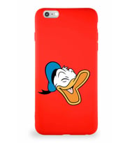 Apple iPhone 6 Plus Soft Premier Kapak Donald Duck-E Tasarımlı Silikon Kılıf - Kırmızı (Şeffaf)