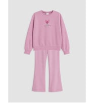 LCW Kids Lila Baskılı Kız Çocuk Soft Touch Eşofman Takım