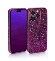 Caş Dekorasyon Mor Renk Taşlı 15 Pro Max Telefon Kılıfı