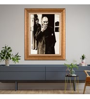 Altın Varaklı Çerçeveli Paspartulu Atatürk Tablo z4603 (Gold)