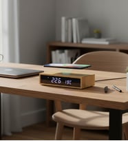 Wireless Şarj Bambu Masa Saati