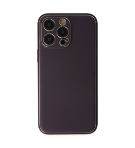 Apple İphone 13 Pro Max Kılıf Coco Deri Silikon Kapak - Derin Mor