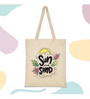 Kadın Bez Çanta – Sun and Sand Baskılı, Günlük Kullanım, Plaj & Alışveriş Çantası