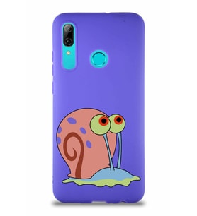 Huawei P Smart 2019 Soft Premier Kapak Salyangoz Gary Tasarımlı Silikon Kılıf - Mor (Şeffaf)