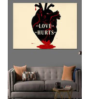 Love Hurts Kalp İllüstrasyonu Dekoratif Kanvas - Mdf Ahşap Tablo