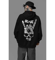 Rock Metal Müzik Grubu Baskılı Unisex Oversize AC DC Hoodie