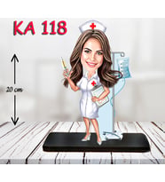 Kişiye Özel Ahşap Biblo - Sağlıkçı Kadın Karikatür Biblo - Doktor Biblo 10