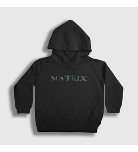 Presmono Unisex Çocuk Siyah Logo Film The Matrix Kapüşonlu Sweatshirt 253827tt