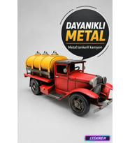 Dekoratif Metal Tanker Nostaljik Hediyelik Oyuncak Tır Kamyon Masaüstü Biblo Süs Eşyası C0775