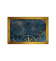 Harita Temalı Kanvas Tablo 80 x 110 cm Gold Çerçeve