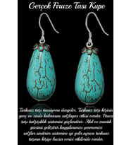 Sertifikalı 1.kalite Damla Kesim Boyasız Firuze Taşı Doğal Taş Küpe - Iran (Çok Renkli)