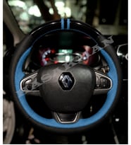 Renault Captur 1 Dikme Direksiyon Kılıfı Parlak Siyah Mavi Detaylı Mavi Çift Yüzük ve Dikiş 2013-2019