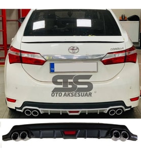 Toyota Corolla 2013-2018 Difüzör Arka Tampon Eki 4 Egzoz Çıkışlı Siyah Tip